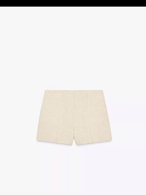 Zara Cream High-Waist Tailored Shorts